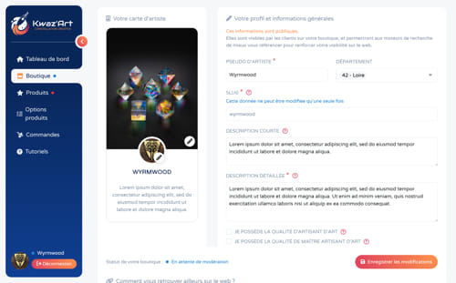 screenshot du site